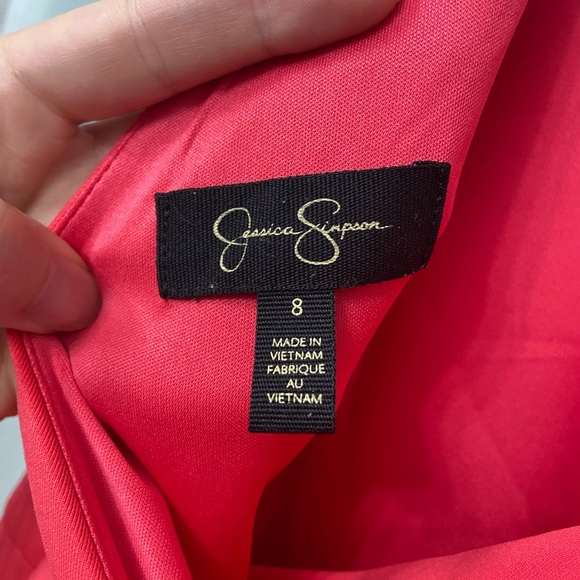 Jessica Simpson Knee Length Size 8 Pink Dress With Gold Chain With Pockets - Picture 7 of 10